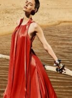 VESTIDO MIDI GOLA AMARRACAO TERRACOTA - Imagem 3