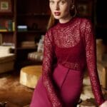 BLUSA MANGA LONGA DE RENDA VINHO