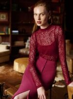 BLUSA MANGA LONGA DE RENDA VINHO