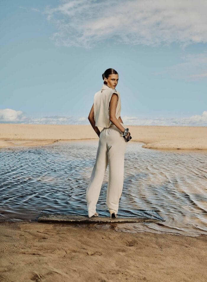 CALCA SLOUCHY FENDA LATERAL OFF WHITE - Imagem 1