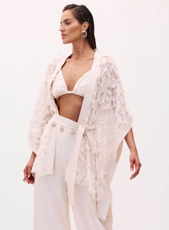 CONJUNTO CALCAS/KIMONO/TOP YASMIN BEGE LEBLANC - Imagem 2