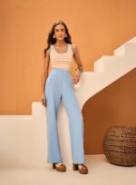 Calça Alfaiataria Cintura Alta Azul