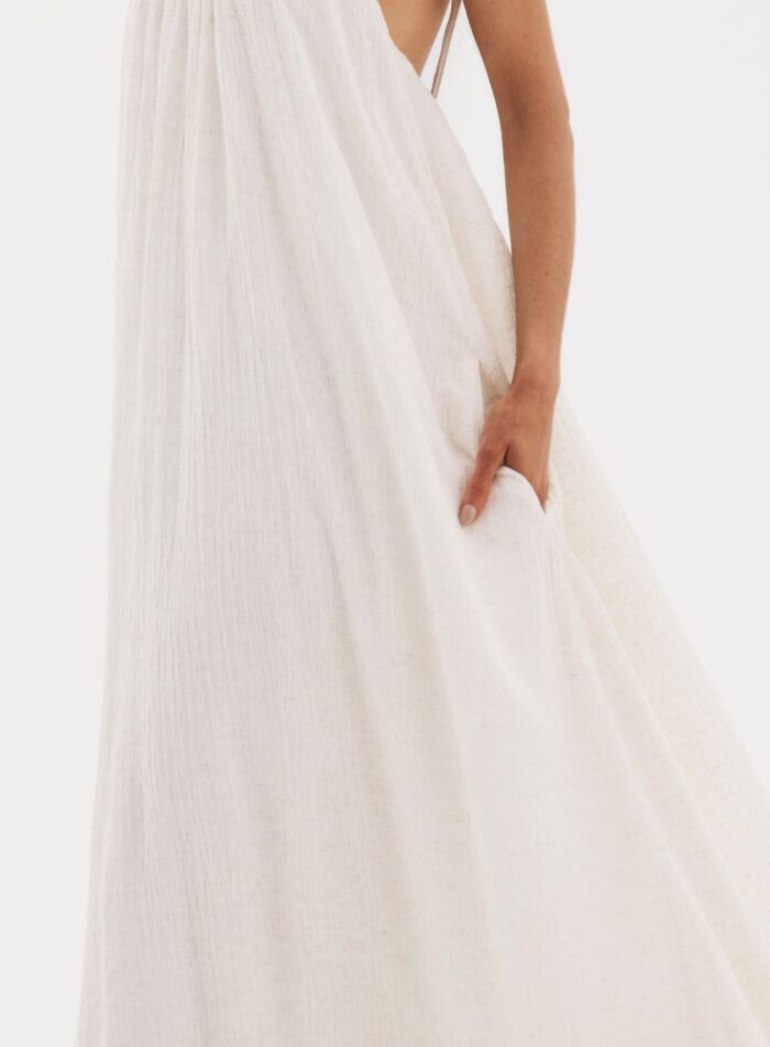 VESTIDO LINHO SANDRA BEGE ITALIAN - Imagem 3