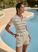 POLO LISTRADA TRICO AZUL MARINHO