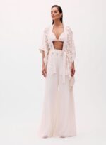 CONJUNTO CALCAS/KIMONO/TOP YASMIN BEGE LEBLANC