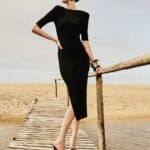 VESTIDO MIDI COM ABERTURA NAS COSTAS PRETO