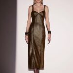 VESTIDO MIDI JERSEY FOIL MARROM BAOBA