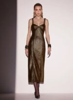 VESTIDO MIDI JERSEY FOIL MARROM BAOBA
