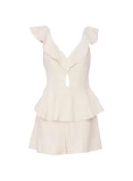 CONJUNTO BLUSA DECOTE BABADO SHORT LINEN NATURAL - Imagem 3