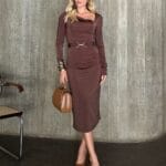 VESTIDO MIDI MANGA LONGA DORA CHOCO