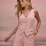 CONJUNTO COLETE NADADOR E SHORT CLOCHARD ROSA