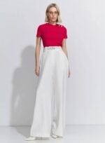 CALCA WIDE LEG CINTO ALFAIATARIA COLORS OFF WHITE