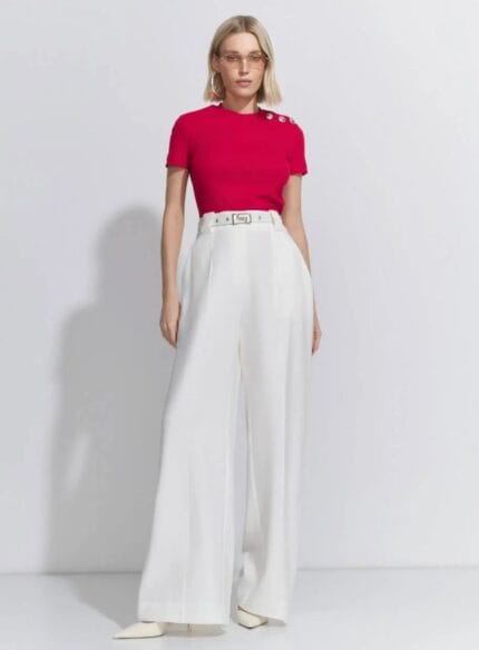 CALCA WIDE LEG CINTO ALFAIATARIA COLORS OFF WHITE