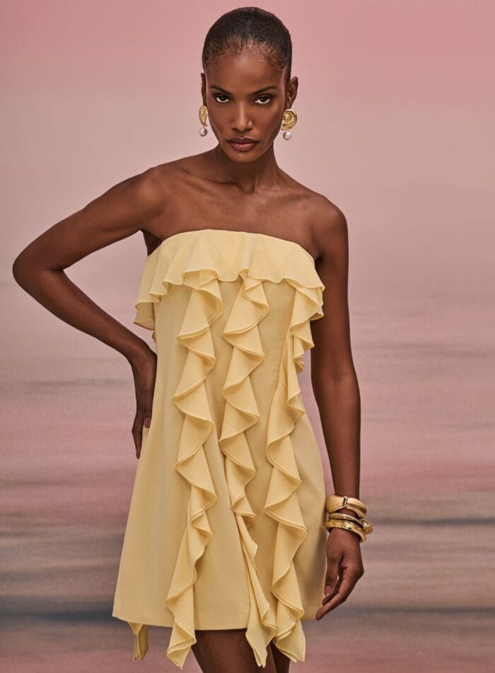 VESTIDO MINI COM BABADOS AMARELO - Imagem 2