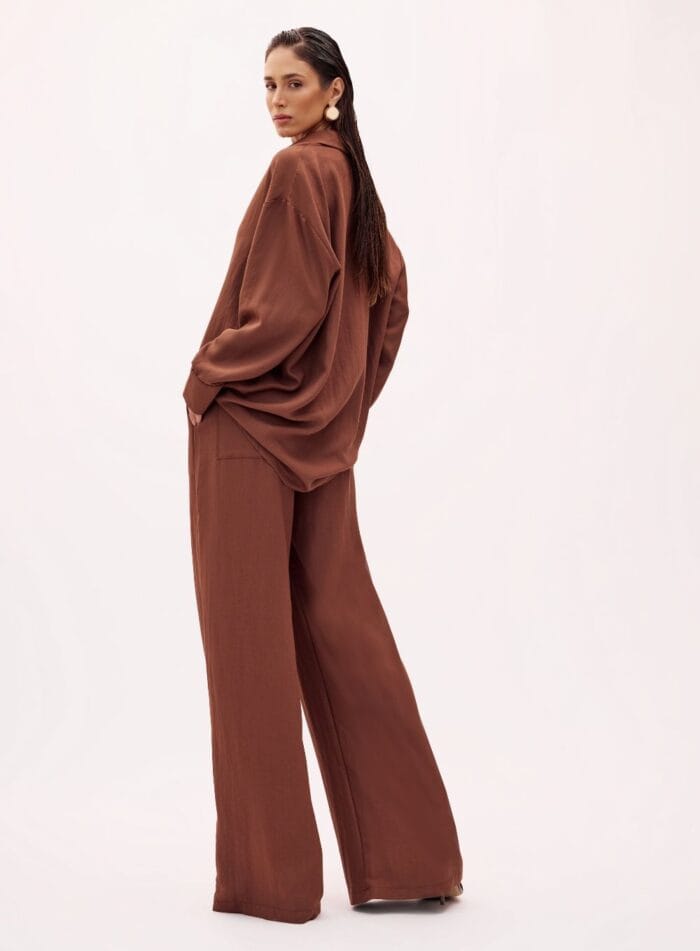 CONJUNTO CAMISA/CALCA LINHO GENNY MARROM CUMIN - Imagem 3