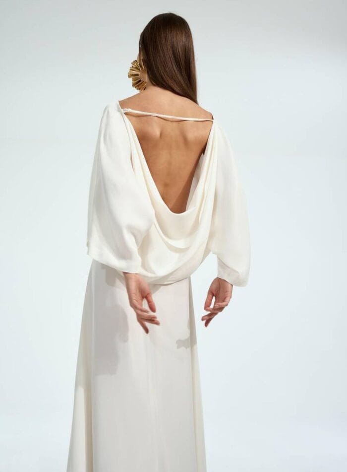 VESTIDO MIDI MANGA AMPLA OFF WHITE - Imagem 2