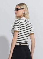 BLUSA POLO LISTRAS TRICOT CAMEL - Imagem 2