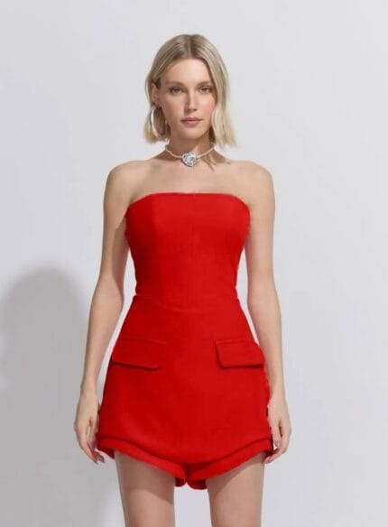 MACAQUINHO CORSET ABAULADO ALFAIATARIA DENSE VERMELHO