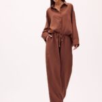 CONJUNTO CAMISA/CALCA LINHO GENNY MARROM CUMIN