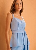 Conjunto Top Colete E Calça Reta Azul - Imagem 3