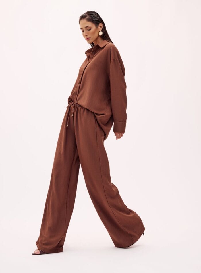 CONJUNTO CAMISA/CALCA LINHO GENNY MARROM CUMIN - Imagem 4