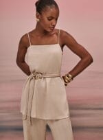 CONJUNTO TOP DE ALCAS E PANTALONA BEGE - Imagem 2
