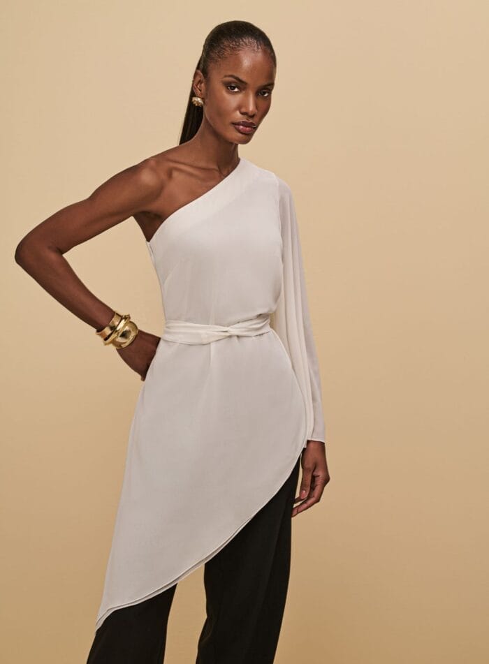 CONJUNTO TUNICA UM OMBRO SO E CALCA OFF WHITE - Imagem 2