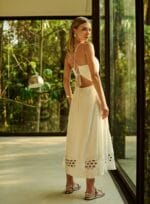 VESTIDO MIDI ALCAS RECORTE RENDADO CRU - Imagem 2