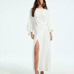 VESTIDO MIDI MANGA AMPLA OFF WHITE