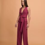 CONJUNTO TOP E CALCA PANTALONA C VIVO VINHO