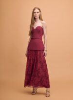 VESTIDO MAXI SEM ALCAS COM RENDA VINHO