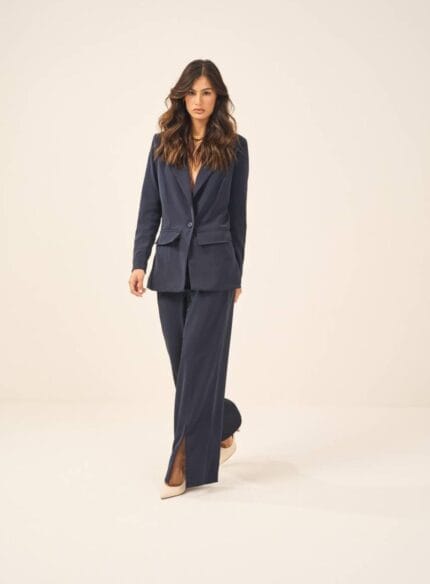 BLAZER MAXI CREPE AZUL NOITE