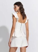CONJUNTO BLUSA DECOTE BABADO SHORT LINEN NATURAL - Imagem 2