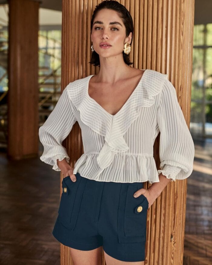 BLUSA MANGA LONGA BABADOS OFF WHITE - Imagem 1