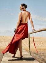 VESTIDO MIDI GOLA AMARRACAO TERRACOTA - Imagem 2