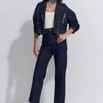 CALCA WIDE CROPPED DARK DENIM