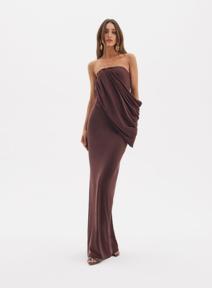 VESTIDO FELICITY MARROM BEATEN BROWN - Imagem 1