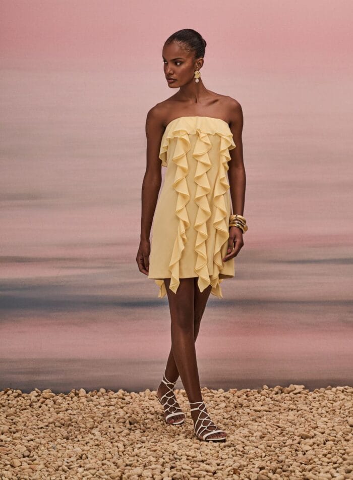 VESTIDO MINI COM BABADOS AMARELO - Imagem 1