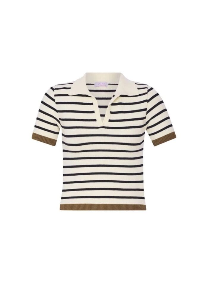 BLUSA POLO LISTRAS TRICOT CAMEL - Imagem 3