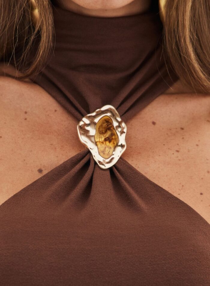 VESTIDO ELAINE MARROM BEATEN BROWN - Imagem 3