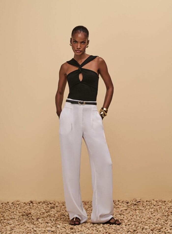 CALCA PANTALONA COM DETALHE BOLSO OFF WHITE - Imagem 2