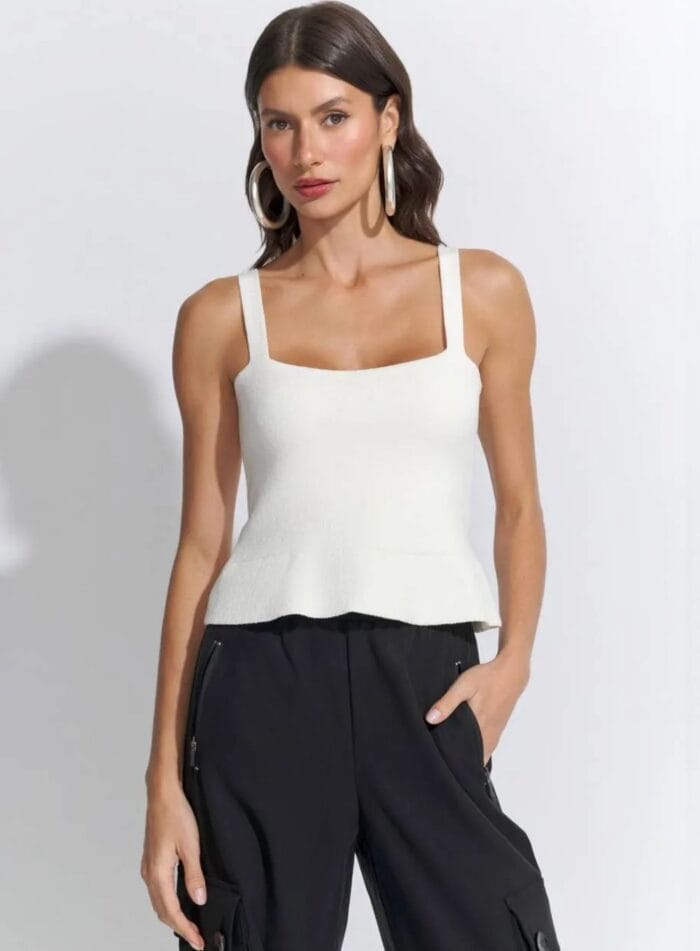 BLUSA BABADO TRICOT OFF WHITE - Imagem 1