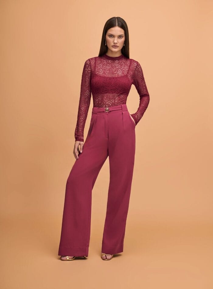 BLUSA MANGA LONGA DE RENDA VINHO - Imagem 2