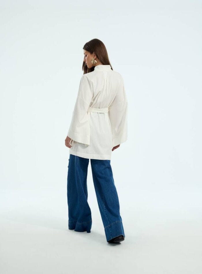 KAFTAN LINHO DETALHE TRANSPARENCIA OFF WHITE - Imagem 3