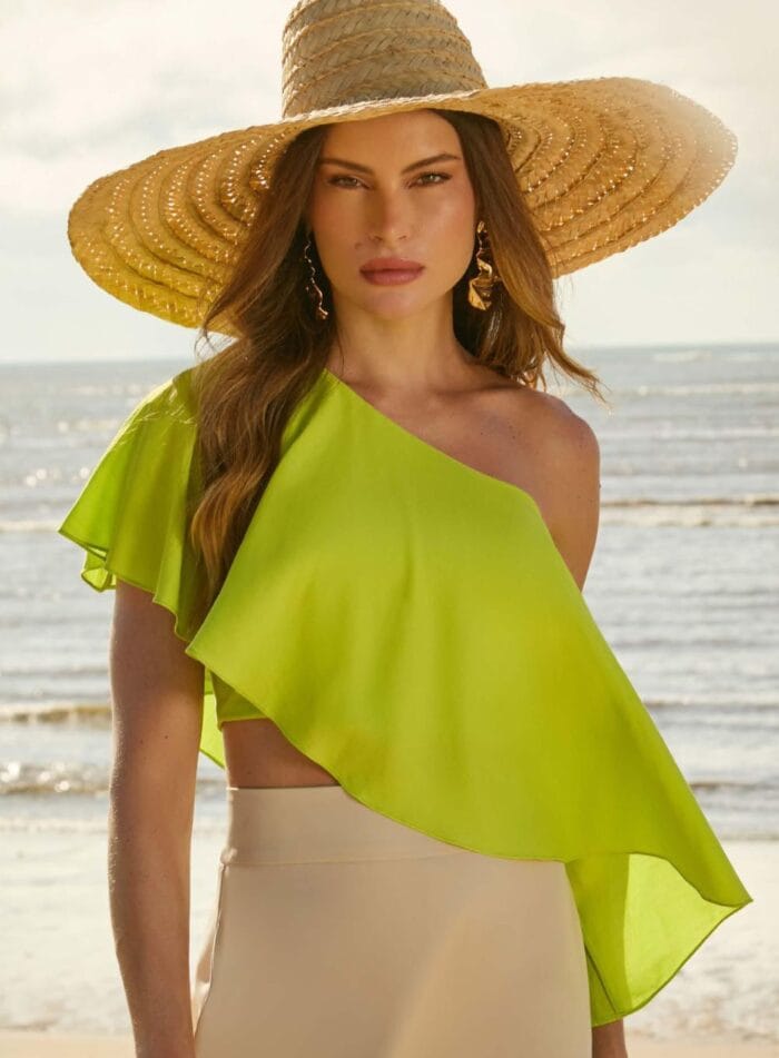 BLUSA BABADOS FRESH ASSIMETRICA VERDE LIMA - Imagem 1