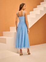 Vestido Midi Drapeado Azul - Imagem 2