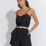 CONJUNTO BLUSA ALCAS SHORT CREPE MUNIQUE PRETO