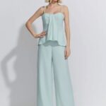 CONJUNTO BLUSA FENDA CALCA WIDE CREPE MUNIQUE ACQUA