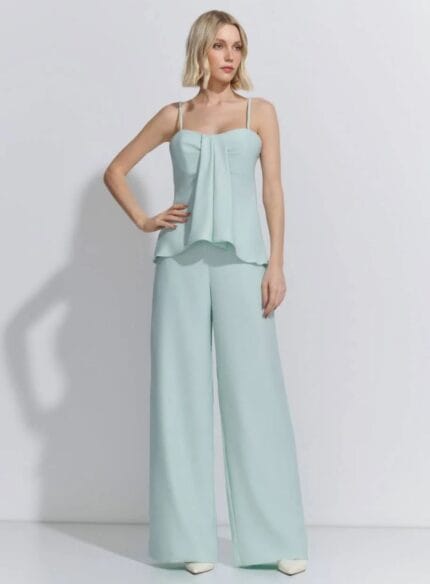 CONJUNTO BLUSA FENDA CALCA WIDE CREPE MUNIQUE ACQUA