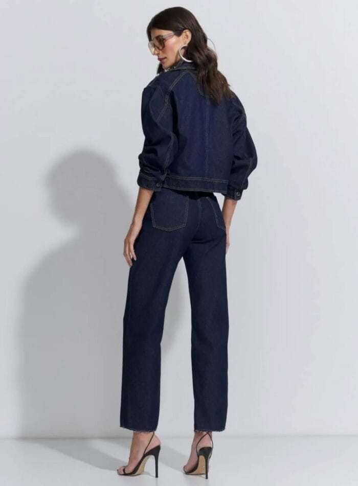 CALCA WIDE CROPPED DARK DENIM - Imagem 2